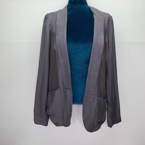 Silence + Noise Blazer Small Kimono Open Front Blazer Gray Lightweight